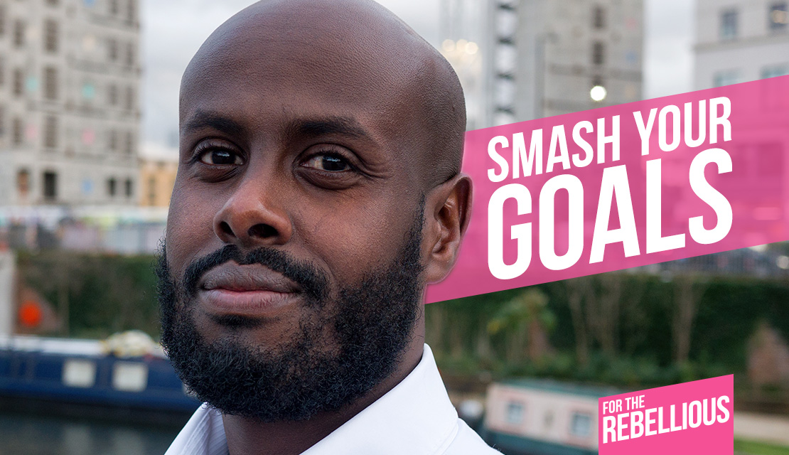 image of man with smash your goals slogan